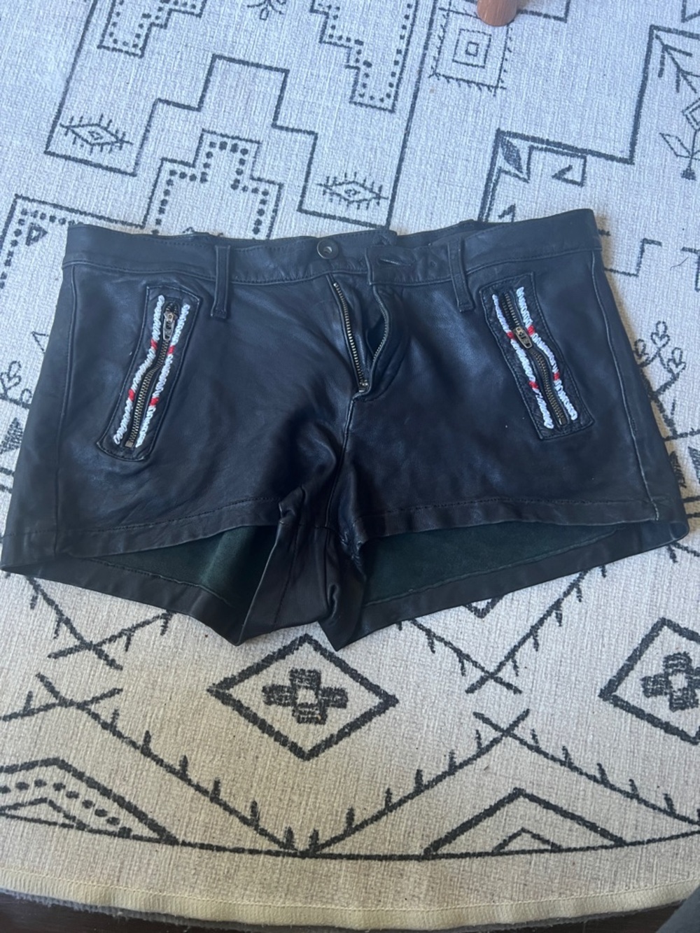 Rag & Bone Leather Women's Shorts with embroidered Zip Pockets